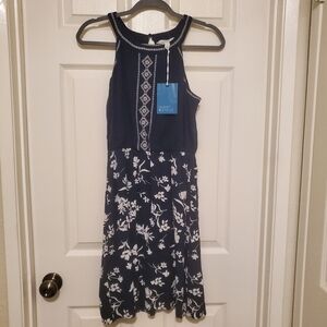 Market & Spruce Blue Dress Sz S Embroidered